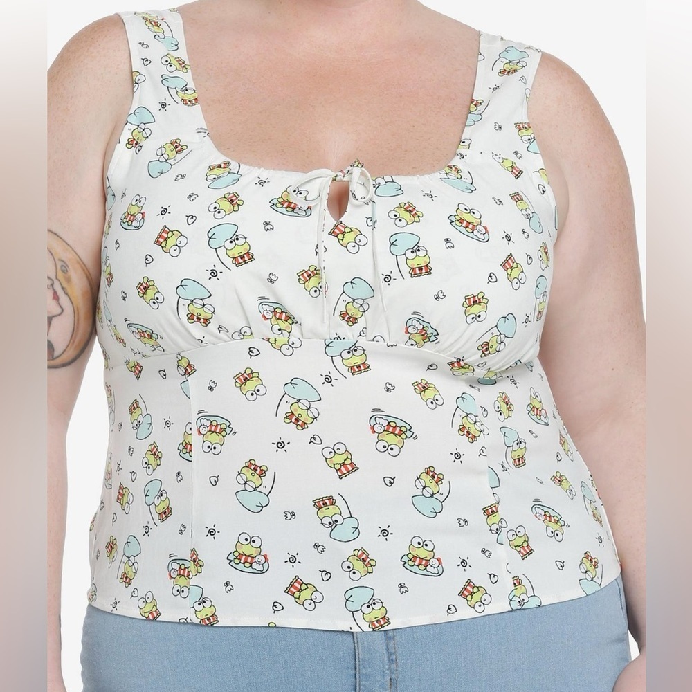 Sanrio KEROPP Women’s Cream Tank Top Cute Character Print Plus Size 3X